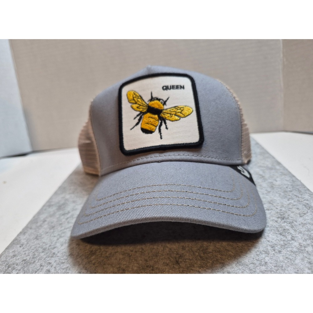 Goorin Bros The Farm Queen Bee Trucker Hat Gray Tan Mesh Snapback Cap - Picture 15 of 15